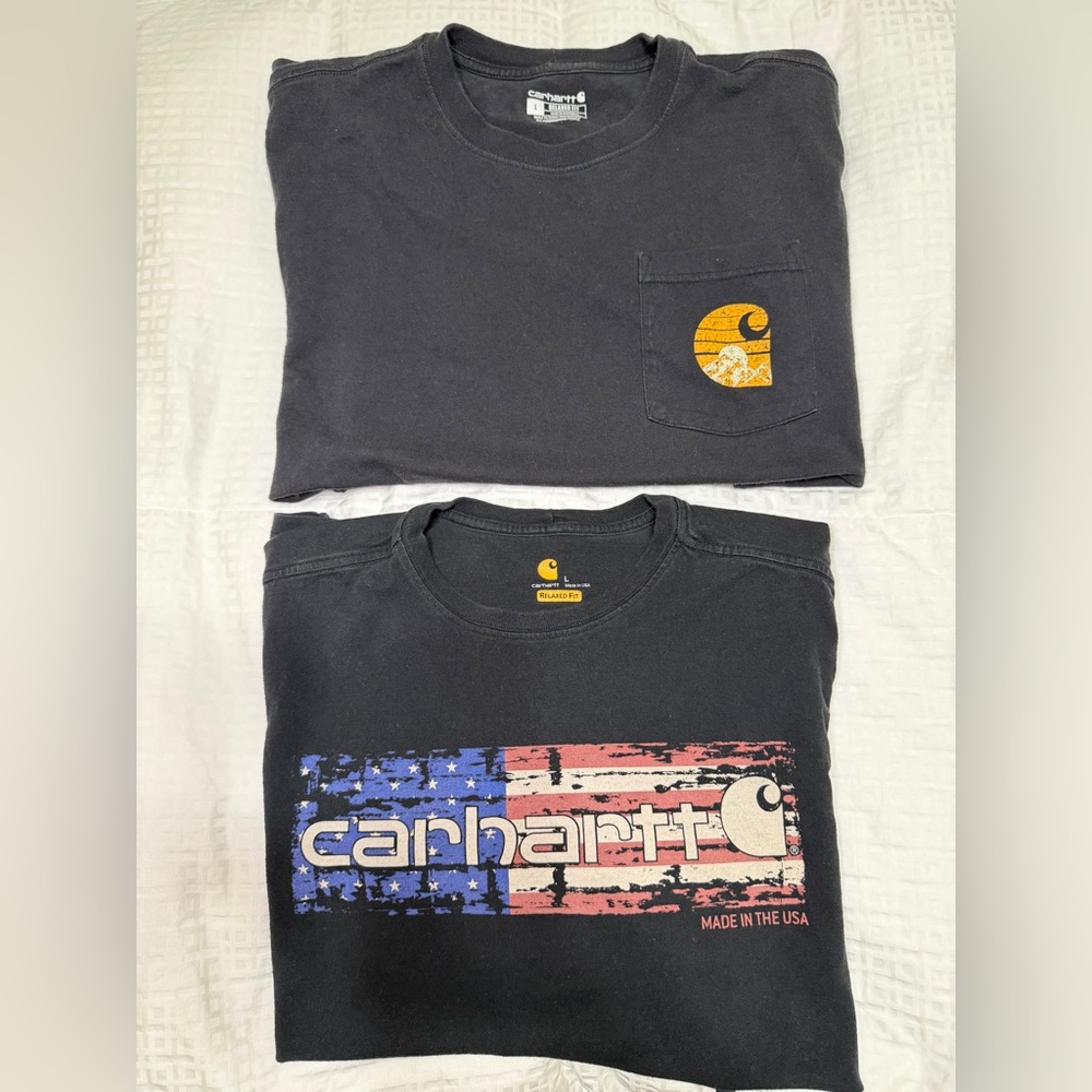 Lot Of 2 Men’s Carhartt T-shirts Size L Relaxed Fit Logo